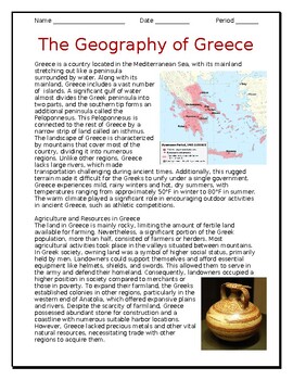 Preview of Geography of Greece & the Mycenaean Civilization in English and Spanish for ELLs