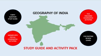 Preview of Geography of India: Study Guide and Activity Pack