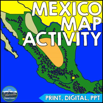 Preview of Geography of Mexico Map Activity Political and Physical - Print and Digital