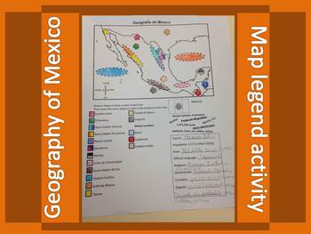 Preview of Geography of Mexico Map Legend Activity