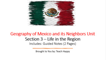 Preview of Geography of Mexico Unit - Section 3 Guided Notes and Worksheet