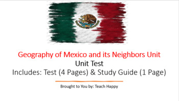 Preview of Geography of Mexico Unit Study Guide, Test, and Blooket