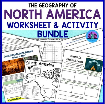 Preview of Geography of North America ❘ United States and Canada Worksheet Bundle