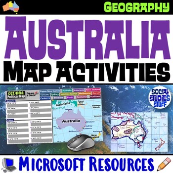 Preview of Geography of Oceania Map Practice Activities | Australia Region | Microsoft