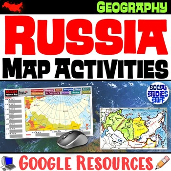 Preview of Geography of Russia Map Practice Activities | Print and Digital | Google