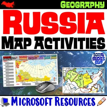 Preview of Geography of Russia Map Practice Activities | Print and Digital | Microsoft