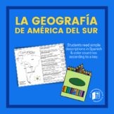 Geography of South America coloring activity in Spanish