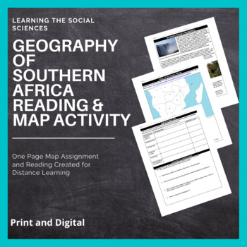Preview of Geography of Southern Africa Reading & Map Assignment: Print and Digital