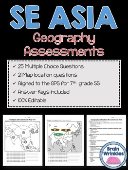 Preview of Geography of Southern and Eastern Asia Assessments (Editable)