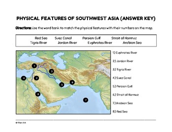 Physical Geography Of Southwest Asia Geography Of Southwest Asia (Middle East) (Worksheets) By Khan Ink