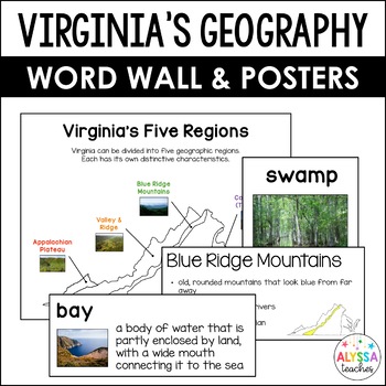 Preview of Geography of Virginia Word Wall/Poster Set (VS.2a-c)