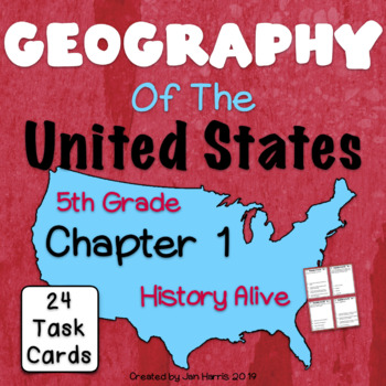 Preview of Geography of the U.S. Chapter 1 Task Cards - History Alive! TCi