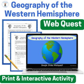 Preview of Geography of the Western Hemisphere WebQuest for Google Slides Digital and Print