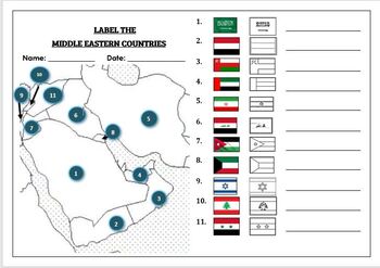 Preview of Geography worksheet: Label the Middle Eastern Countries