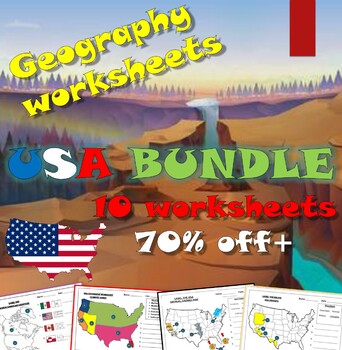 Preview of Geography worksheets: USA Bundle (10 worksheets, 70%+ off)