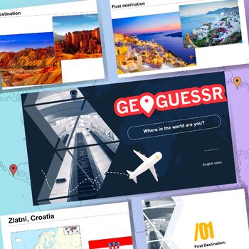 Preview of Geoguessr Game - Geography Activities Worksheets Unit Lesson World Map