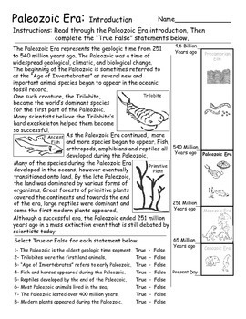 Geologic Time - Eon and Eras Introduction Activities - Worksheets