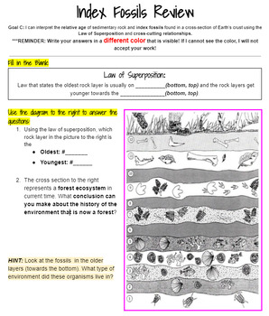 Preview of Geologic Time- Index Fossils and Law of Superposition Review Packet