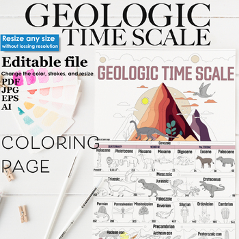 Preview of Geologic Time Scale Coloring Page: Animal Evolution from Hadean to Present