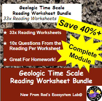 Preview of Geologic Time Scale Full Module Reading Worksheet Bundle *Editable*