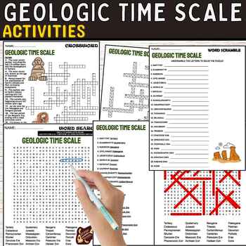 Preview of Geologic Time Scale Fun Worksheets,Puzzles,Wordsearch & Crosswords