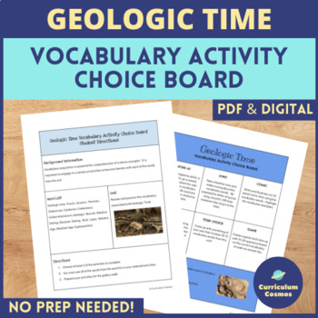 Preview of Geologic Time Scale Vocabulary Choice Board for Middle School Science