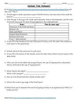 Preview of Geologic Timeline Webquest