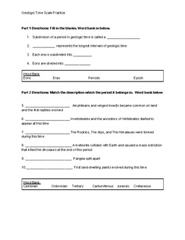 Preview of Geological Time Scale Practice