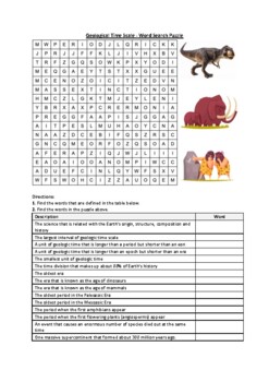 Preview of Geological Time Scale - Word Search Puzzle Worksheet Activity (Printable)