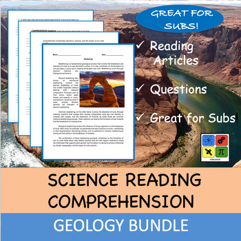 Preview of Geology Bundle - Reading Passage and x Questions (EDITABLE) YOU SAVE 30%