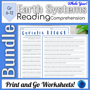Preview of Geology Earth Systems Reading Comprehension and Cloze Bundle || Full Year