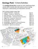 Geology - Geology 10 Item / Activity Pack - Worksheets- Di