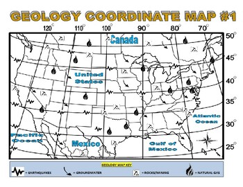 Preview of Geology Latitude / Longitude Maps - 2 Coordinate Maps (Science / Geography)