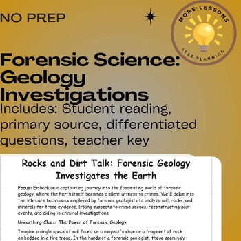 Preview of Geology: True Crime Forensic Science Reading Comprehension Worksheet