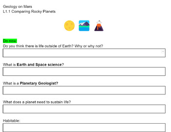 Preview of Geology on Mars 1.1 - adapted from Amplify