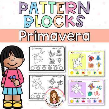 Preview of Geometría insectos/Bugs and Insects/Spring Pattern Blocks Math Centers Spanish