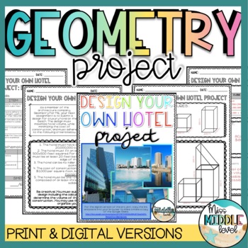 Preview of Geometry Project 3D Figures Design Your Own Hotel