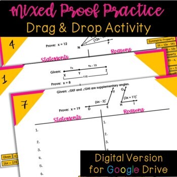 Preview of Geometric/Algebraic Mixed Proof Drag & Drop Activity - Distance Learning