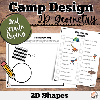 Preview of Geometric Camp Design | 2D Shapes Drawing Activity | Camping Transformation