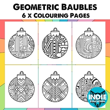 Preview of Geometric Christmas Baubles Colouring Pages