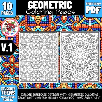 Preview of Geometric Coloring Pages V1 | Middle School Back To School Coloring Pages