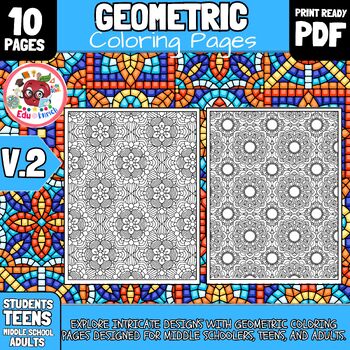 Preview of Geometric Coloring Pages V2 | Middle School Back To School Coloring Pages