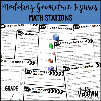 Preview of Geometric Figures Math Stations