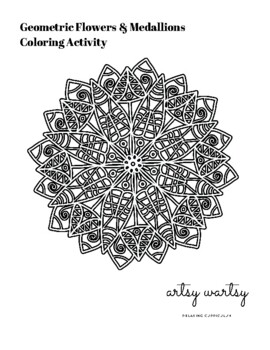 Preview of Freebie -- Geometric Flowers & Medallions Coloring Activity