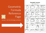 Geometry Formulas Reference Handout or Poster (Area, Volum