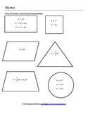 Geometric Formulas Review Packet