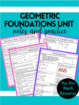 Preview of Geometric Foundations and Constructions Unit with notes and practice