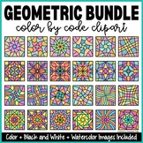 Geometric Mandela Color by Code Clipart and Kaleidoscope Bundle