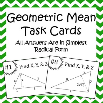 Geometric Mean Task Cards By Amazing Mathematics Tpt