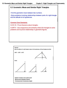 Geometric Mean and Similar Right Triangles (Lesson with Homework)